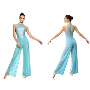 Tenue de danse moderne pour femmes : Combinaison de danse jazz, lyrique, à jambes larges, justaucorps, barboteuse, vêtements de danse décontractés - Product Image 2