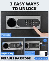 Caja Fuerte para Hotel, Caja Fuerte para Laptop con Teclado Digital para Documentos de Oficina en Casa, Dinero, Sistema de Alarma Doble