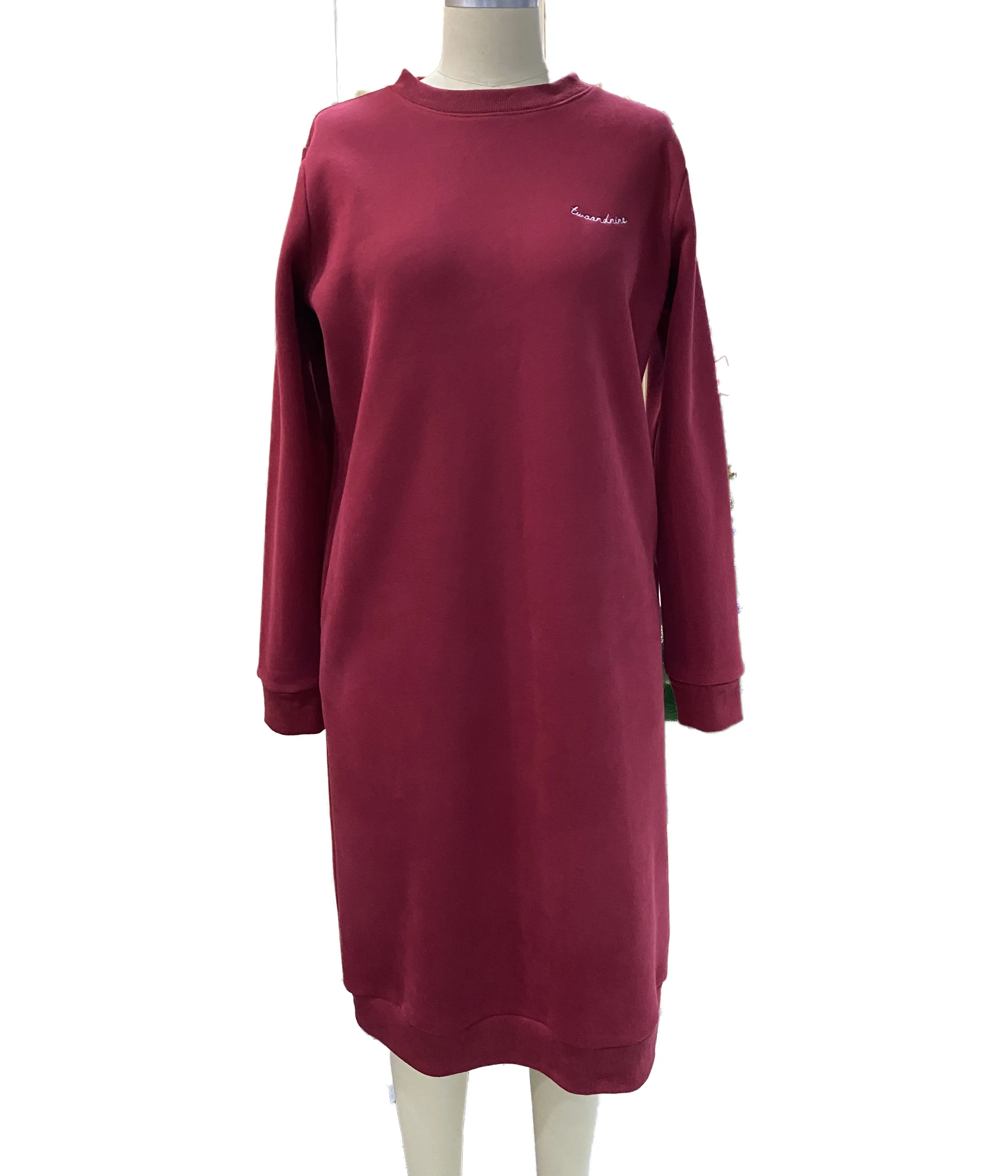 カスタムスウェットシャツレディフリースプルオーバーラウンドネック特大セータードレスレギュラーとプラスサイズの女性ソリッドパーカードレス