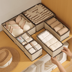 Có Thể Gập Lại Vải Lưu Trữ Hộp Set 6Pcs Ngăn Kéo Tủ Quần Áo Đồ Lót Áo Ngực Vớ Lưu Trữ Bin - Product Image 1