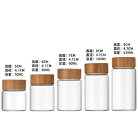 50ml 60ml 90ml 100ml 120ml Stoples Kaca Kecil Mulut Lebar Untuk Menyimpan Biji Kopi Dengan Tutup Bambu Kedap Udara