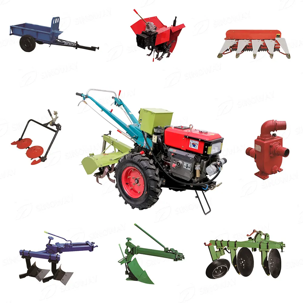 high quality small agricultural walking tractor mower attachments 18hp diesel power tiller with plow spare parts kenya sale