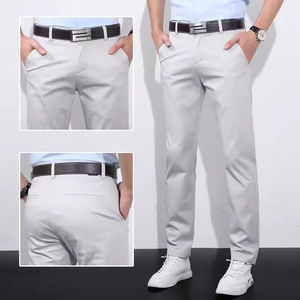 <span class=keywords><strong>Pantaloni</strong></span> Formali Oversize con Pieghe Laterali Bianco e Nero in Cotone <span class=keywords><strong>Pantaloni</strong></span> Casual Eleganti per Uomo - Product Image 5