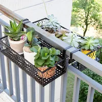 Balcony flower pot rack railing wall hanging plant rack put flower rack metal basket