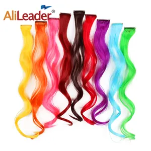 Extensiones de cabello de colores Rizado Multi-colores Fiesta Resalta Pieza de cabello Un clip en postizo largo sintético para niñas Mujeres Niños