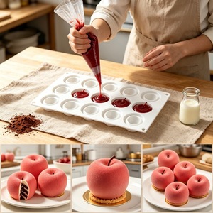 Apple <b>Silicone</b> Mold 15 Cavity <b>Baking</b> Mold For Cake Decorating Dishwasher Safe Commercial Use - Product Image 3