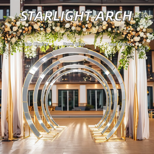 Starlight Avenue Large Wrought Iron Wedding Arch Elegant Backdrop Decoration with Sun <strong>Board</strong> Ornaments <strong>Welcome</strong> Area Layout Props - Product Image 5
