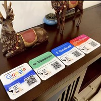 Autocollant de Table Acrylique à Puce NFC pour Restaurant, Menu, Carte d'Avis Facebook Google, Code QR, Réseaux Sociaux, Mobile Tactile