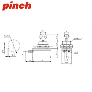 Interruptor de palanca de 12 mm SPST, interruptor de encendido/apagado con cable, 3A 250V, terminal de soldadura de plástico, IP40 - Product Image 2