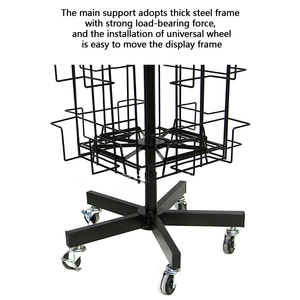 Iyubo OEM 360 Spinner miễn phí đứng hiển thị dây Pocket Kim Loại Xoay thiệp chúc mừng CD Giá hiển thị đứng trên bánh xe - Product Image 2