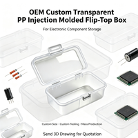 Boîte à rabat transparente en PP moulée par injection sur mesure pour le stockage de composants électroniques, outillage personnalisé et production en série