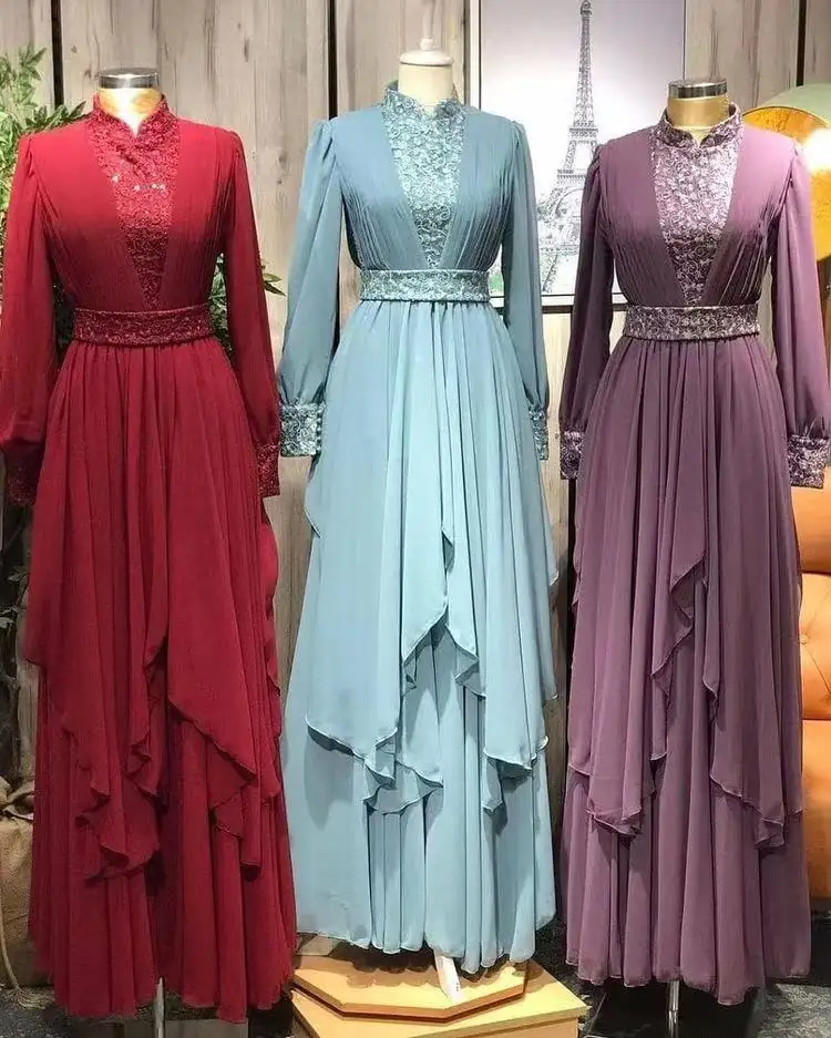 2022 Nieuwe Ontwerp Vrouwen Mode Moslim Lange Mouwen Abaya Islamitische Kleding Moslim Jurken Baju Kurung Maleisië
