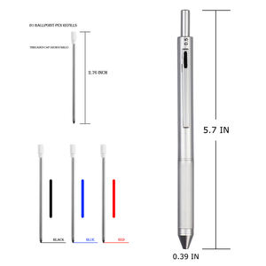 비뷰 아트 4 in 1 멀티 컬러 볼펜, 메탈 케이스 다기능 0.5mm 샤프 펜슬, 레드/블루/블랙 잉크 - Product Image 4