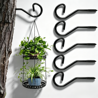 Crochets de suspension robustes en métal noir pour pots de fleurs, mangeoires à oiseaux, lanternes, carillons éoliens, décoration de jardin extérieur