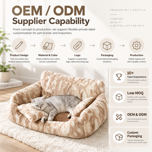 Canapé pour animaux de compagnie en peluche longue, doux, chaud et lavable, sur mesure, vente en gros, OEM & ODM - Product Image 5