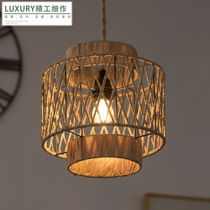 Chinese Style Pendant Light Paper <b>Rope</b> Lampshade E27 Round Incandescent Bulb Switch Control Living Room <b>Lighting</b> - Product Image 1