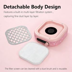 Colector de Polvo de Uñas de Lujo con Diamantes de Imitación, 30W, Succión Turbo, Recargable, Ventilador de Manicura 6000 RPM, Aspiradora Rosa Brillante, Equipo de Salón - Product Image 3