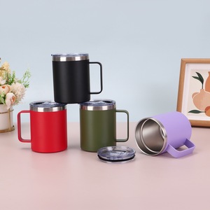 Thiết kế mới tái sử dụng cắm trại du lịch cốc cà phê 12oz thép không gỉ đôi tường chân không cách nhiệt với xử lý và nắp chống rò rỉ - Product Image 5