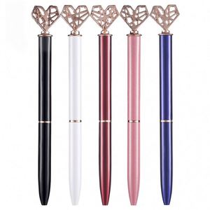 Hot Hollow Heart Top Metal Rotating Ballpoint Pen Multi Color for Girls <b>Wedding</b> Promotional Wholesale Gift Stationery - Product Image 1