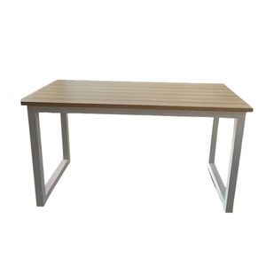 Table de lecture Enze Metals en acier et bois, mobilier de bureau et de bibliothèque, ensemble de chaises pour 6 personnes ou plus - Product Image 4