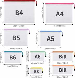 Sacs à fermeture éclair en maille, 8 tailles, en PVC imperméable, pour l'organisation domestique, rangement polyvalent, aseptique, 8 couleurs, en plastique, pour les rendez-vous - Product Image 2