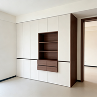 Maßgefertigter Moderner MDF-Kleiderschrank mit Offenen Regalen L-Förmiger Eckschrank mit Schubladen