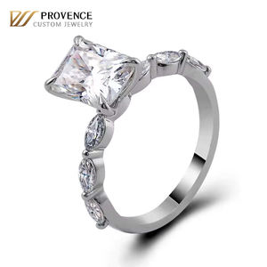 Anillo de Moissanita con Corte Radiante DEF VVS, Oro Blanco Sólido de 18K/14K, Joyería de Moda, Anillos Exagerados, Regalo de Navidad <span class=keywords><strong>para</strong></span> Hombres y Mujeres - Product Image 1