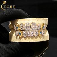 Bijoux pour hommes tendance, sur mesure, plaqué or, argent sterling 925, rhodium/or rose, serti griffes, pierre centrale, Grillz