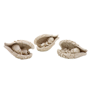 Set di 3 Statue di <span class=keywords><strong>Angeli</strong></span> Dormienti <span class=keywords><strong>con</strong></span> Ali in Resina, Finitura Anticata, Figurine di Cherubini per Decorazioni Esterne - Product Image 6