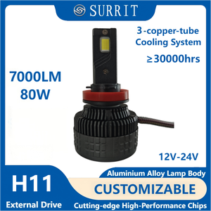 80W 7000LM H11 LED faro de coche 6000K blanco brillante 12V 24V aleación de aluminio con triple refrigeración de cobre faro de coche - Product Image 3