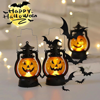 Mini lanterne citrouille d'Halloween à LED, veilleuse pour intérieur et extérieur, décoration de porte d'entrée, lanterne citrouille d'Halloween