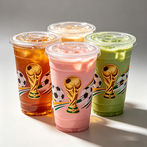Gobelets à bulles jetables personnalisés OEM, gobelets à bulles jetables en plastique pour les fêtes de football, les cafés et les boutiques - Product Image 1