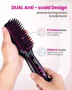 Cheap Electric Hair Heating <b>Brush</b> Hot Straightener <b>Curly</b> Comb Wet Dry Hair Detangler <b>Brush</b> Ceramic Home Salon Hair Comb <b>Brush</b> - Product Image 5