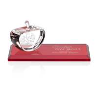 Trophée Pomme en Cristal Style Mode Noble avec Base Rouge pour Souvenirs et Artisanat en Cristal - Collection en Gros