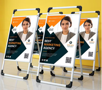 Panneau publicitaire pliable double face en forme de A, robuste, avec glissière latérale, pour l'affichage d'affiches publicitaires