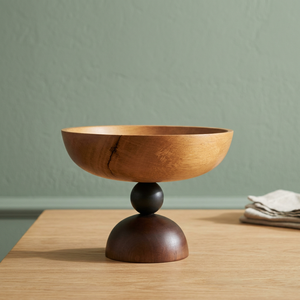 Frutero Vintage con Base de Pilar, Centro de Mesa Ecológico Hecho a Mano, Madera de Acacia Pulida, para Servir Comida en Fiestas, Decoración del Hogar - Product Image 1