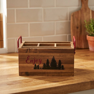 Waiters Serving Wooden Caddy Tabletop Display Decorative Box Custom Columns Multifunctional Sustainable Durable Vintage Style - Product Image 1
