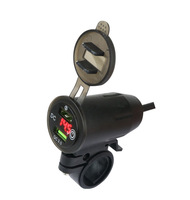 Pengisi Daya USB Motor 12V 36W Dual QC3.0 dengan Voltmeter, Sakelar Sentuh, dan Dudukan Stang untuk Pengisian Daya Ponsel