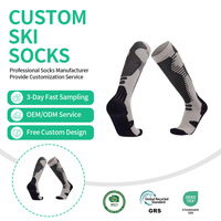 Chaussettes de sport montantes rayées en tricot épais antidérapantes avec logo personnalisé pour homme et femme, idéales pour la randonnée et le ski en extérieur