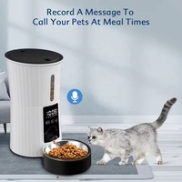 Distributeur automatique de nourriture pour chats et chiens en acier inoxydable avec bol, capacité de 4 L, alimentation programmée, enregistreur vocal 10 s, écran LCD, rechargeable