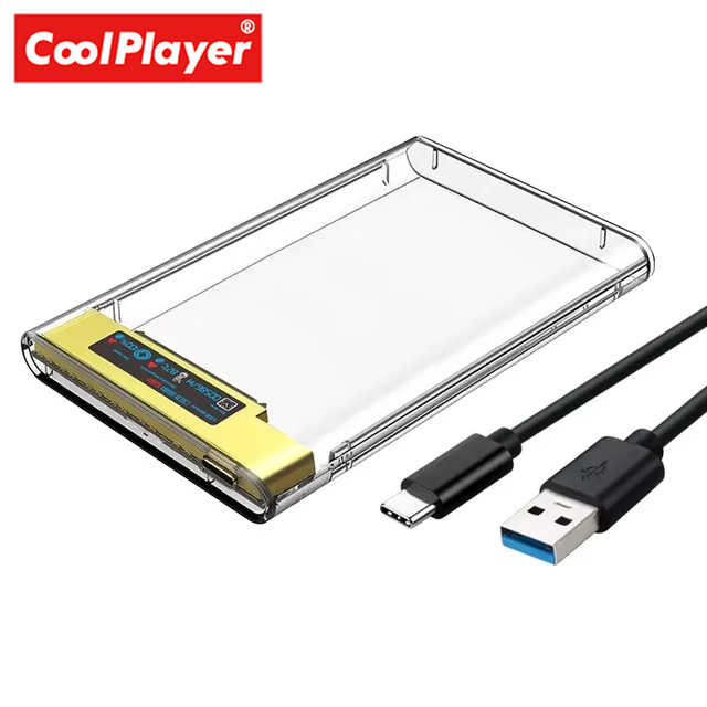 USB 3.1 Type C 2.5 Inch HDD SSD Transparent Enclosure LED Digital Display Case with Target Audience Made of Plastic