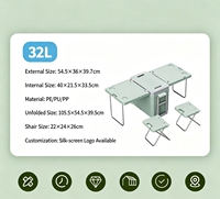 Glacière pliante multifonctionnelle pour camping en plein air avec table et chaises, boîte à glace pour la pêche, le barbecue, les stands de vente