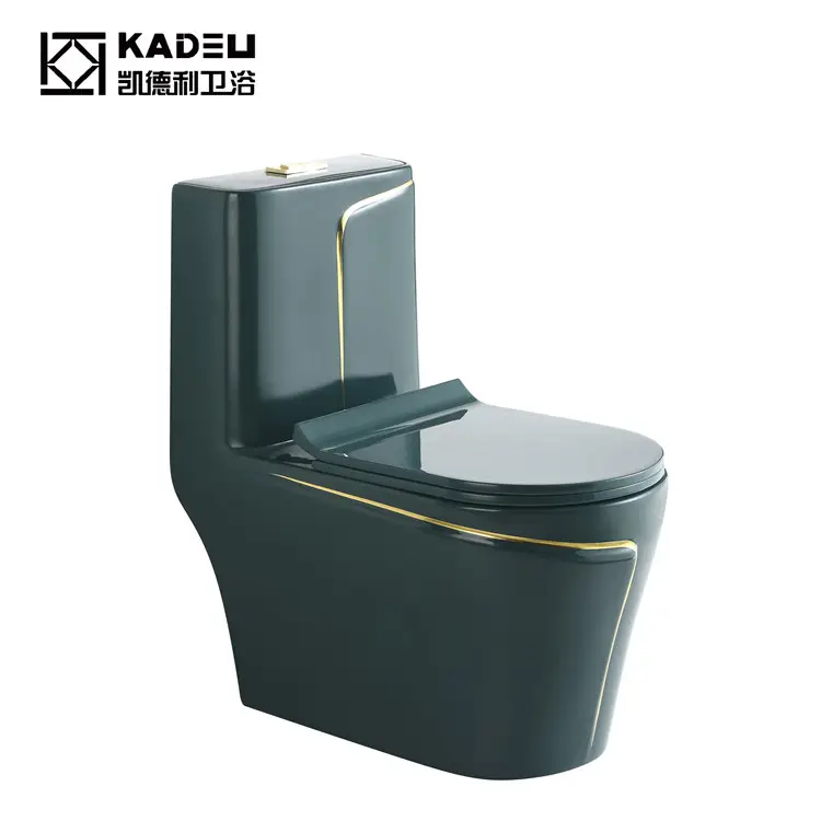 Kualitas Terbaik Warna Hijau Satu Potong Kloset Air Toilet Set Keramik Kamar Mandi Saniter Toilet Berwarna Hijau