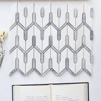 Mosaïque de pierre irrégulière grise et blanche exquise, style moderne, pour crédence de cuisine, mur intérieur, villa, motif géométrique type carrelage métro