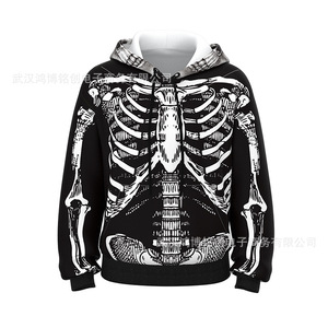 Sudadera con Capucha Personalizada de Manga Larga con Diseño de Calavera Impresa en 3D, Ropa Casual de Otoño, Uniforme de Equipo - Product Image 5