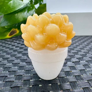 Venta al por mayor de plantas suculentas de cristal artesanías de cristal tallado plantas en maceta para decoraciones de escritorio de oficina - Product Image 4