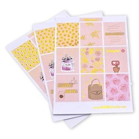 Hojas de Pegatinas Decorativas Personalizadas de Alta Calidad, Suministros para Diarios y Scrapbooking, Hoja de Pegatinas de PVC con Corte Kiss Cut y Lámina Dorada Coreana