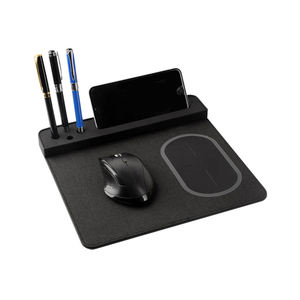 Vendita calda 15W Wireless ricarica PU Mouse Pad per telefono cellulare e portapenne Stand per regali promozionali e aziendali - Product Image 4