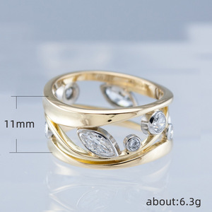 Anello da Donna F394 con Diamante Geometrico Taglio Marquise, Montatura a Griffe, Gioiello di Moda per Matrimonio, Fascia in Oro - Product Image 3