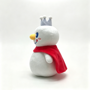 Customized snowman plush with crown and <b>red</b> cape, royal snowman plushie,Snowman plush toy,cute snowman stuffed animal - Product Image 1